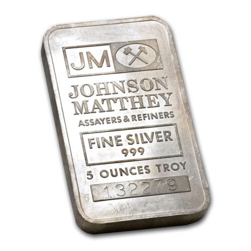 5 Oz Johnson Matthey Silver Bar - purity .9999