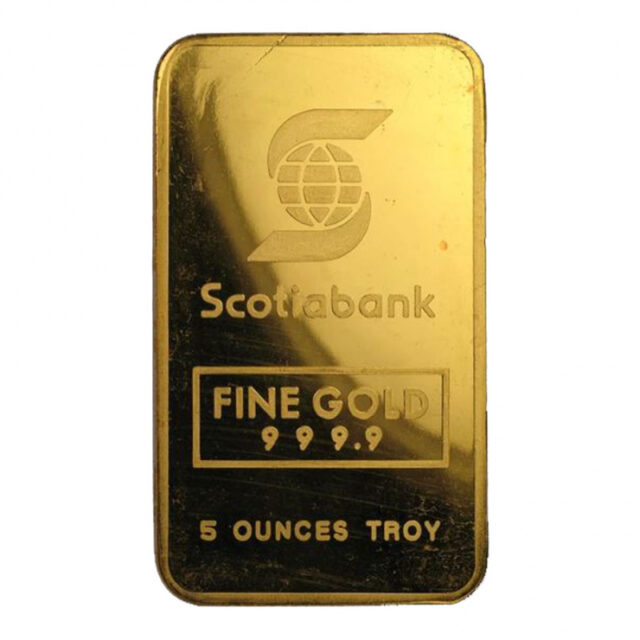5 oz Gold Scotia Bank Bar - Purity .9999
