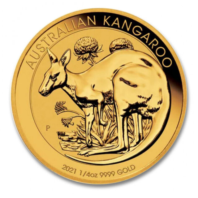 2021AUSTRALLIAN KANGAROO GOLD COIN 1/4 OZ.