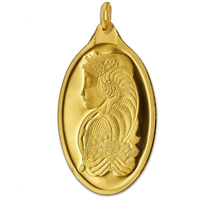 1.2 oz. Gold Oval Pendant Pamp Suisse Lady Fortuna