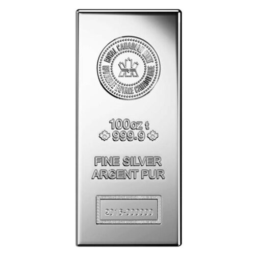 100 OZ. ROYAL CONADIAN MINT SILVER BAR